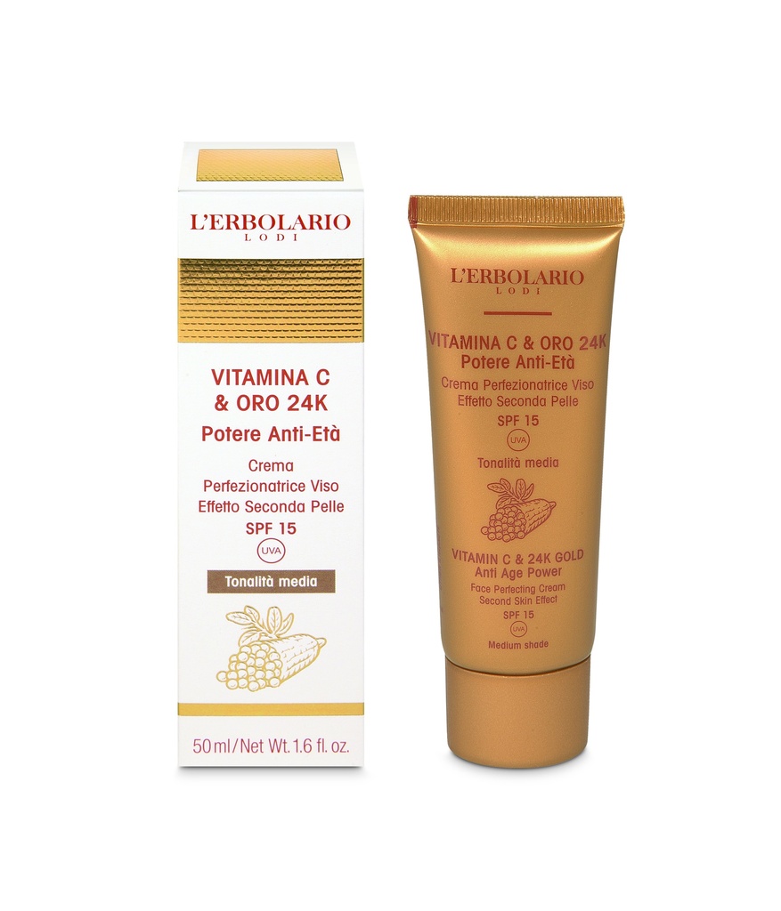Vitamina C & ORO 24K Crema Viso SPF15 Tonalità media 50ml